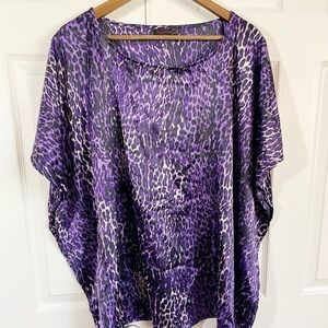 JW Woman - Purple Satin Leopard Print Poncho